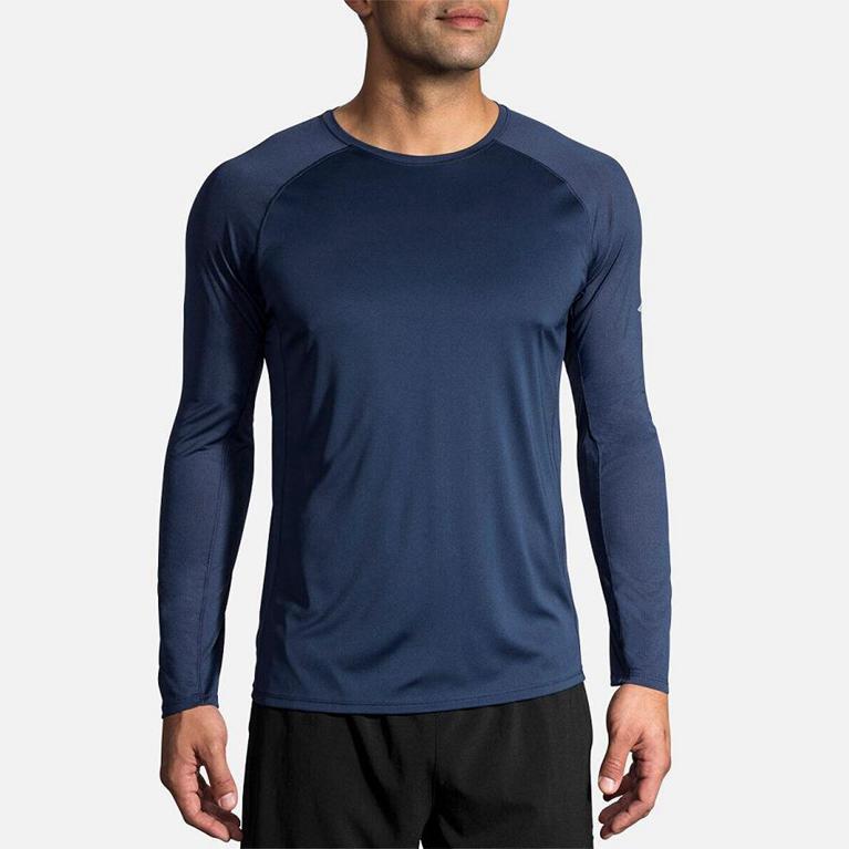 Brooks Stealth Men's Long Sleeve Running Shirt - Blue (02169-PBOR)